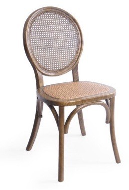 Sedia bistrot con schienale rotondo in rattan