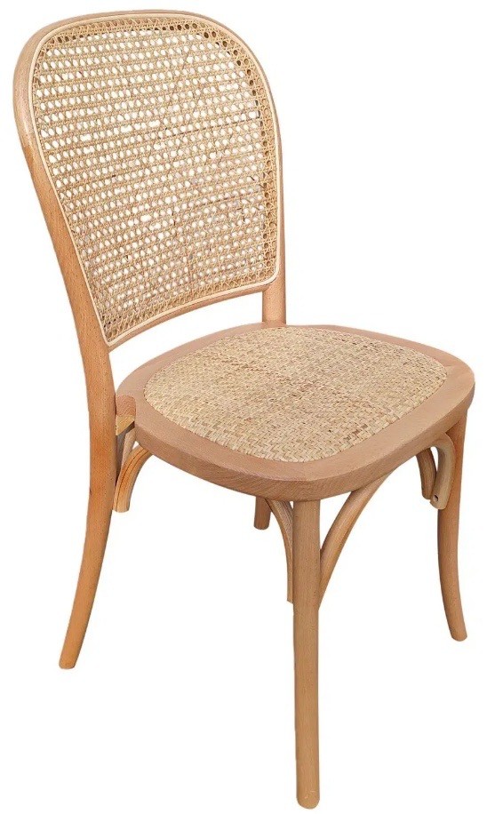 Sedia bistrot in legno e rattan