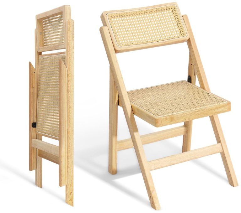 Sedia pieghevole in legno e rattan