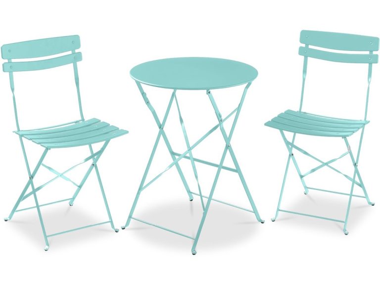 Set bistrot pieghevole in metallo con tavolo e sedie